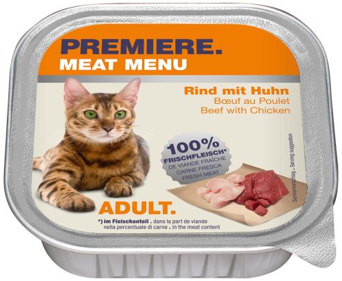 Premiere Meat Menu macska tálka adult marha&csirke 16x100g