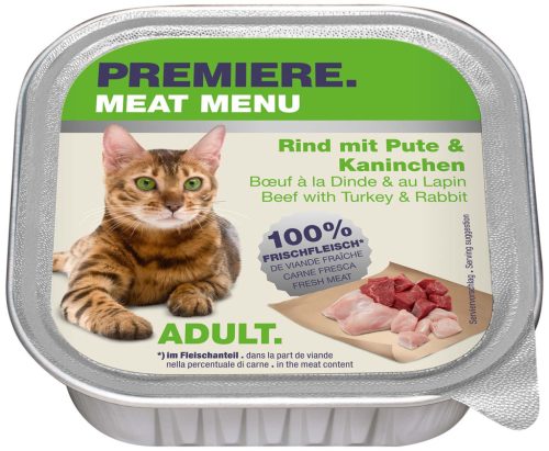 Premiere Meat Menu macska tálka adult marha&pulyka&nyúl 16x100g