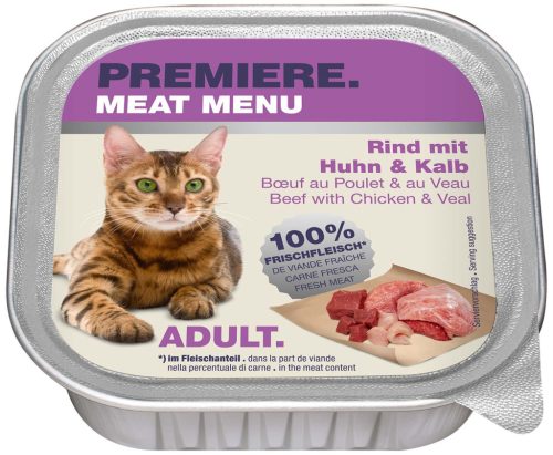 Premiere Meat Menu macska tálka adult marha&csirke 16x100g