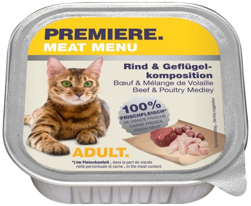Premiere Meat Menu macska tálka adult marha&szárnyas 16x100g