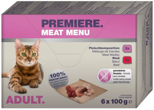 Premiere Meat Menu macska tálka MP adult húsos 6x100g