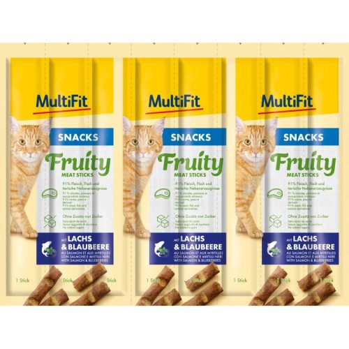 MultiFit Fruit Meat Sticks macska jutalomfalat lazac&áfonya 7x8x5g