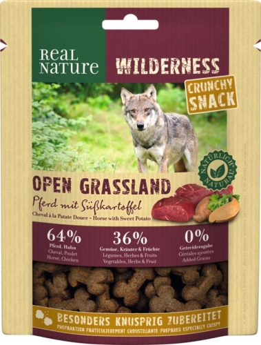 Real Nature Wilderness Open Grassland kutya jutalomfalat  lóhús&édesburgonya 225g