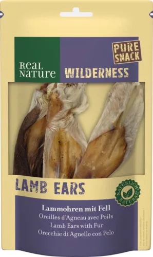 Real Nature Wilderness Pure Snack kutya jutalomfalat bárányfül szőrrel 3db