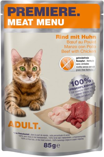 Premiere Meat Menu macska tasak adult marha&csirke 12x85g