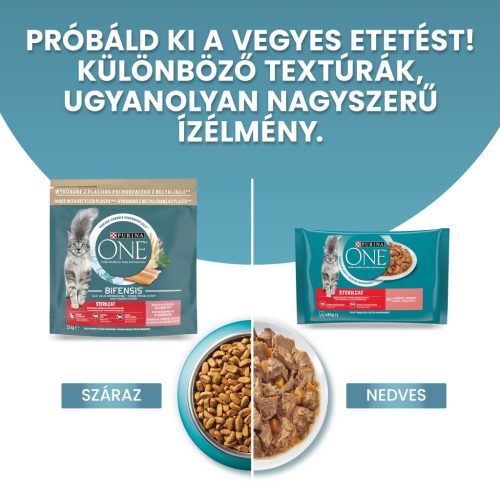 PURINA ONE STERILCAT Lazacban gazdag száraz macskaeledel 1,5kg