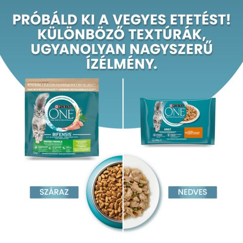 PURINA ONE INDOOR FORMULA Pulykában gazdag száraz macskaeledel 1,5kg