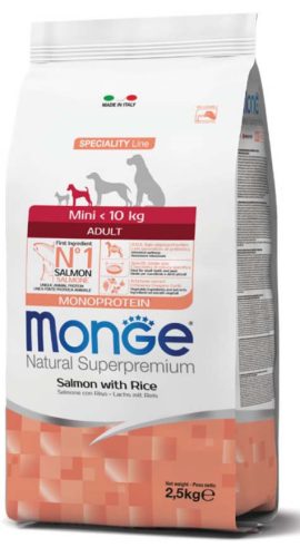 MONGE mini adult száraz kutyaeledel lazac 2,5kg