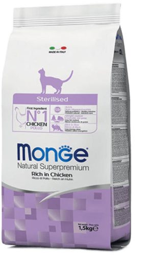 MONGE száraz macskaeledel steril 1,5kg