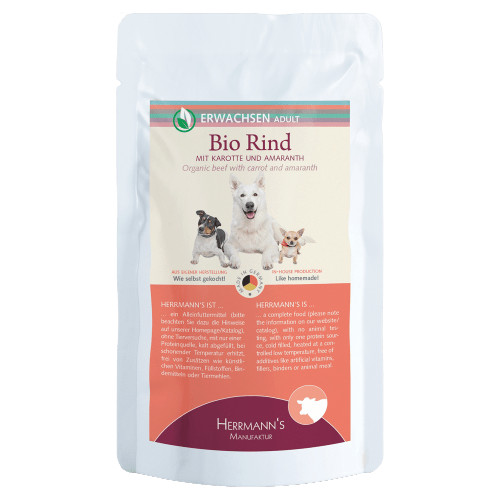 HERRMANN'S kutya tasak bio marha&sárgarépa 15x150g