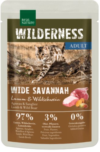 Real Nature Wilderness macska tasak adult Wide Savannah bárány&vaddisznó 12x85g