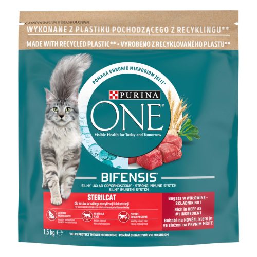 PURINA ONE STERILCAT Marhában gazdag száraz macskaeledel 1,5kg