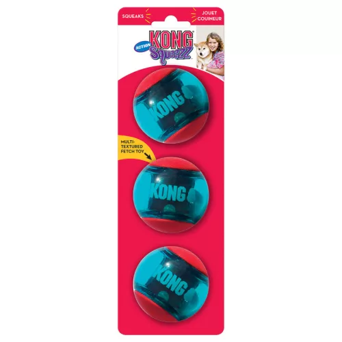 KONG Squeezz Action kutyajáték piros M 3db