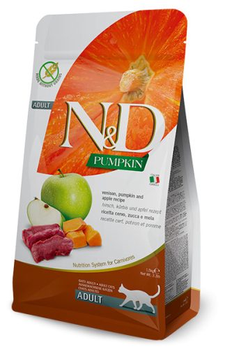 N&D Grain Free szarvas&alma sütőtökkel adult száraz macskaeledel  300g