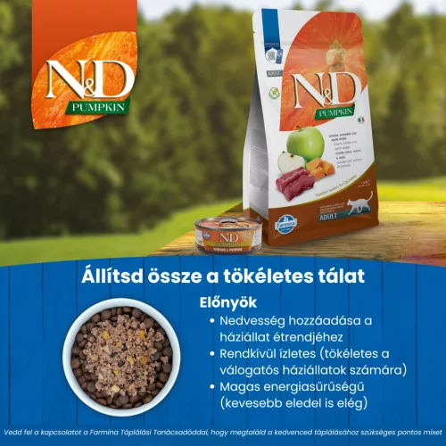 N&D Pumpkin Szarvas & Alma Felnőtt Száraz Macskaeledel 300g