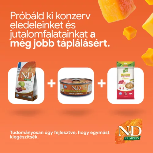 N&D Pumpkin Szarvas & Alma Felnőtt Száraz Macskaeledel 300g