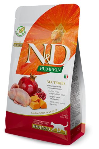 N&D Grain Free fürj&gránátalma sütőtökkel adult száraz macskaeledel 300g