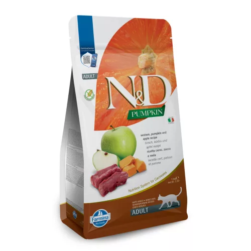 N&D Pumpkin Szarvas & Alma Felnőtt Száraz Macskaeledel 1,5kg