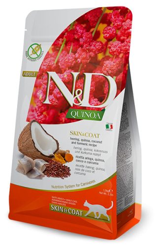 N&D Quinoa Skin&Coat száraz macskaeledel hering 300g
