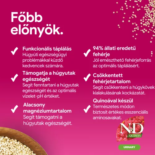 N&D Quinoa Urinary Kacsa Száraz Macskaeledel 300g