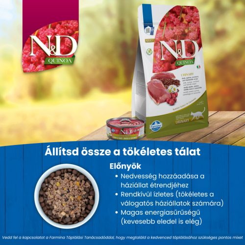 N&D Quinoa Urinary Kacsa Száraz Macskaeledel 300g