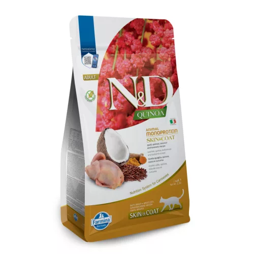 N&D Quinoa Skin & Coat Fürj Száraz Macskaeledel 1,5kg