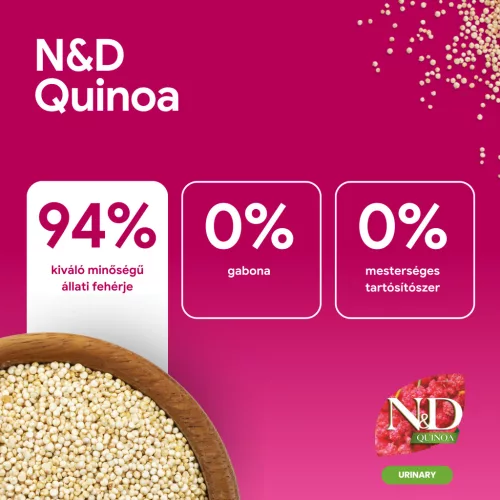 N&D Quinoa Urinary Kacsa Száraz Macskaeledel 1,5kg