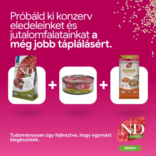 N&D Quinoa Urinary Kacsa Száraz Macskaeledel 1,5kg