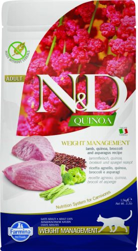 N&D Quinoa Weight Management száraz macskaeledel bárány 1,5kg