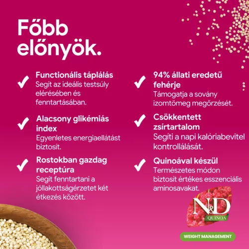 N&D Quinoa Weight Management Bárány Száraz Macskaeledel 1,5kg