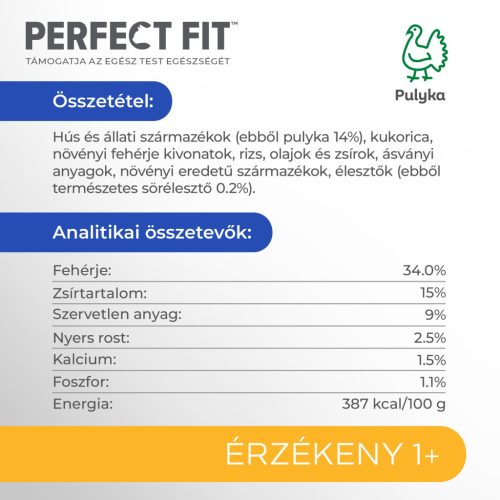 Perfect Fit száraz macskaeledel sensitive pulyka 1,4kg