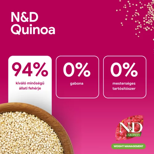 N&D Quinoa Weight Management Bárány Mini Adult Száraz Kutyaeledel 800g