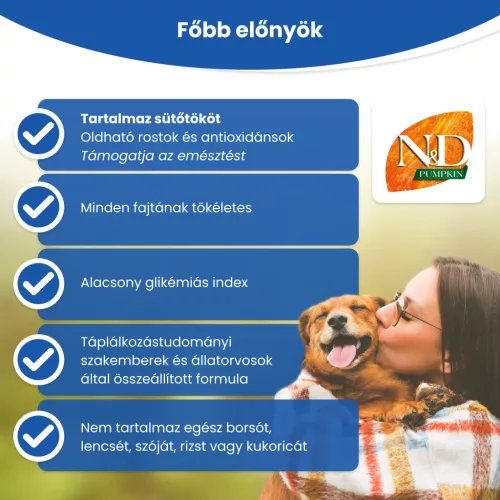 N&D Pumpkin Csirke & Gránátalma Felnőtt Mini Száraz Kutyaeledel 800g