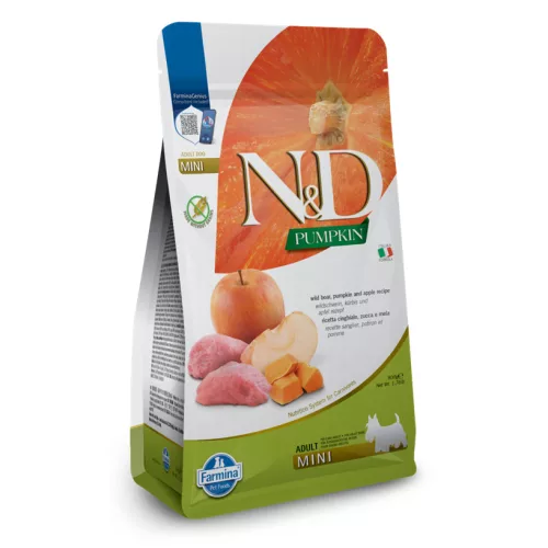N&D Pumpkin Vaddisznó & Alma Felnőtt Mini Száraz Kutyaeledel 800g