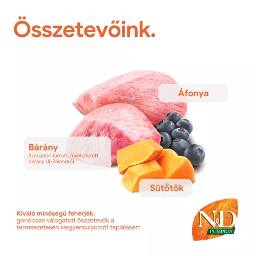 N&D Pumpkin Bárány & Áfonya Kölyök Mini  Száraz Kutyaeledel 2,5kg