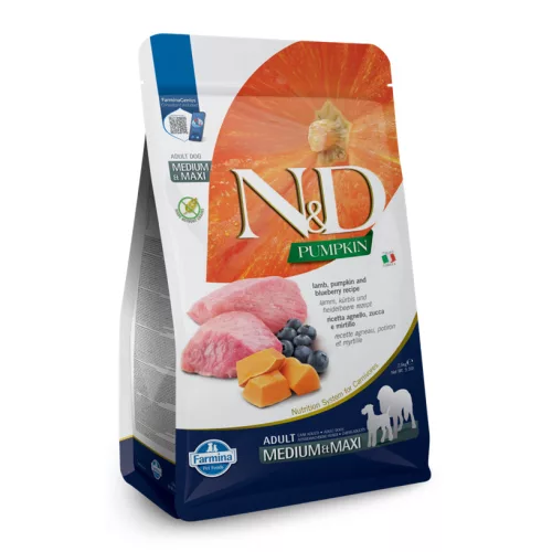 N&D Pumpkin Bárány & Áfonya Felnőtt Medium & Maxi Száraz Kutyaeledel 2,5kg