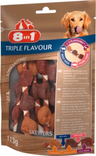 8in1 Triple Flavour Skewers kutya rágórúd 113g