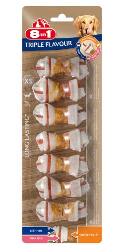8in1 Triple Flavour kutya rágócsont XS 7db