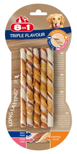 8in1 Triple Flavour kutya csavart rágórudak 70g 10db