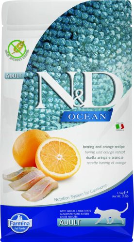 N&D Ocean hering&narancs adult száraz macskaeledel 1,5kg