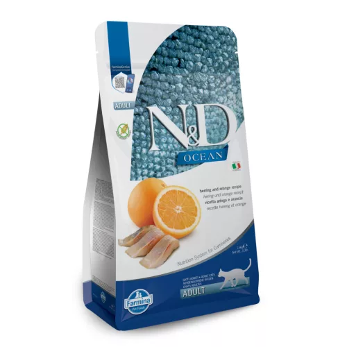N&D Ocean Hering & Narancs Felnőtt Száraz Macskaeledel 1,5kg