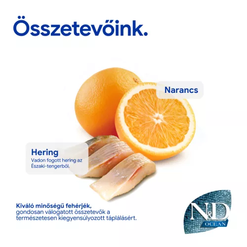N&D Ocean Hering & Narancs Felnőtt Száraz Macskaeledel 1,5kg
