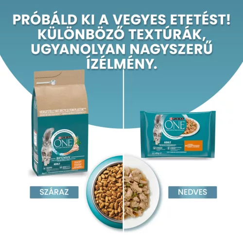 Purina ONE macska tasak MP adult csirke&zöldbab 4x85g