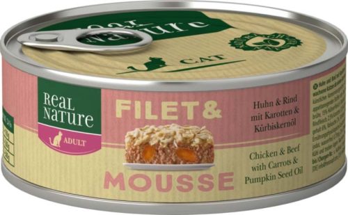 Real Nature Filet & Mousse macska konzerv adult csirke&marha 6x85g