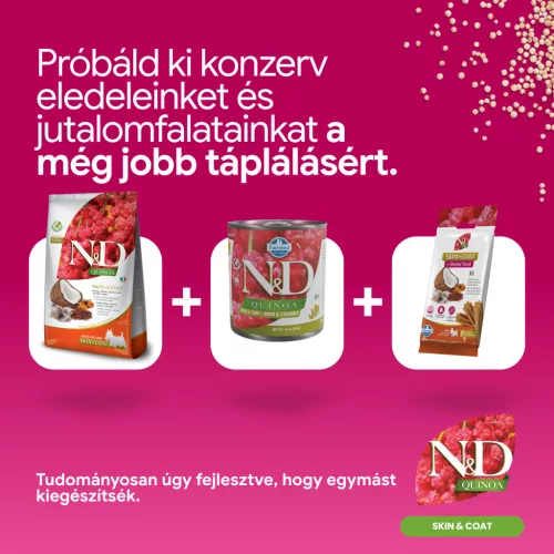 N&D Quinoa Skin & Coat Hering Mini Adult Száraz Kutyaeledel 800g