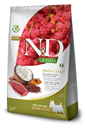 N&D Quinoa Skin&Coat adult mini száraz kutyaeledel kacsa 800g