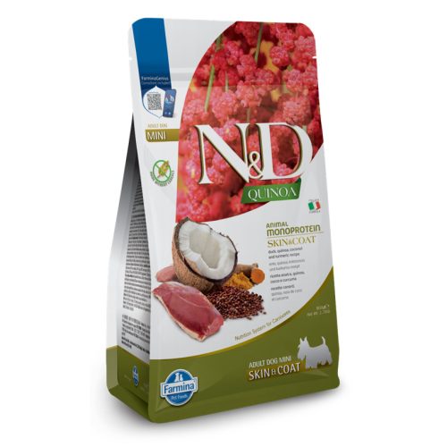 N&D Quinoa Skin & Coat Kacsa Adult Mini Száraz Kutyaeledel 800g