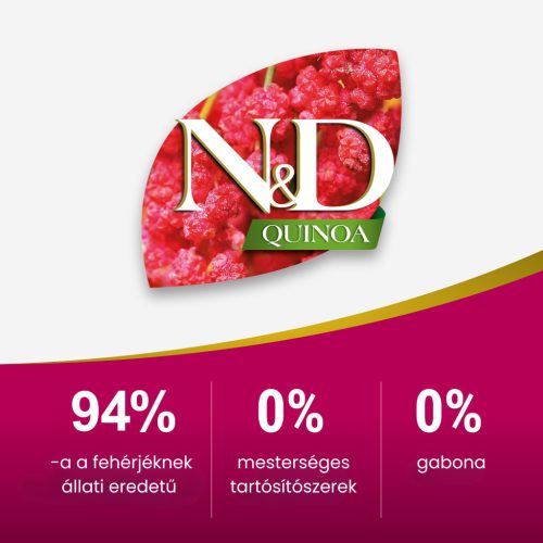 N&D Quinoa Skin & Coat Kacsa Adult Mini Száraz Kutyaeledel 800g