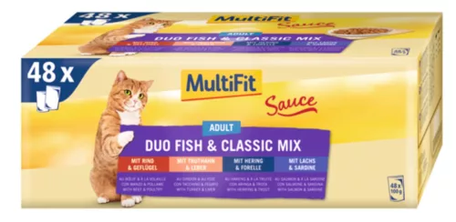 MultiFit Sauce Duo macska tasak MP adult halas 48x100g