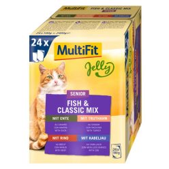 MultiFit Jelly macska tasak MP senior hal&hús mix 24x100g